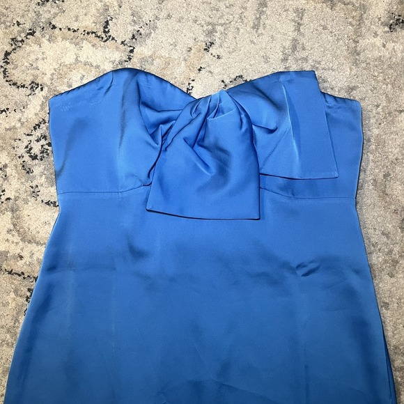 Lilly Pulitzer Size 12 Carlynn Strapless Satin Bow Dress Blue Formal Bridesmaid - Picture 2 of 10